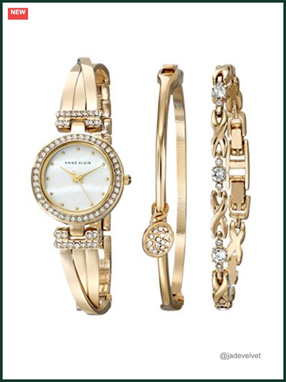 Premium Crystal Bangle Watch with Two Bracelets Gift Set